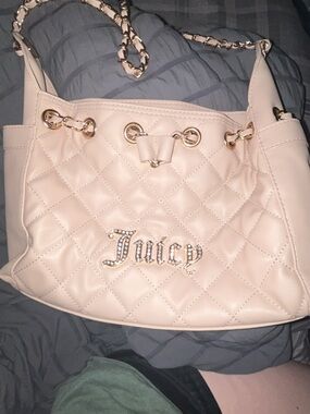Juicy Couture Pale Pink Quilted Shoulder Bag with Gold Chain